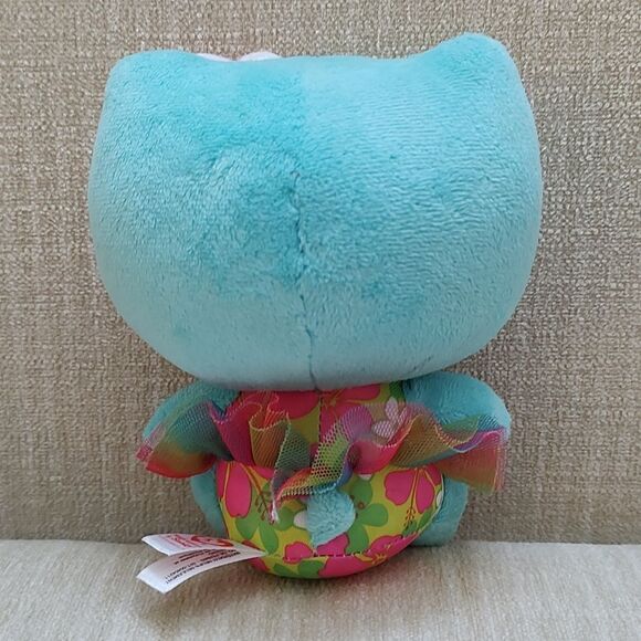 TY Hello Kitty by Sanrio Aqua Blue Tropical Flower 6" Plush 2014 - Picture 3 of 9